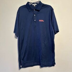 Peter Millar Ole Miss rebels mens Large navy polo shirt short sleeve collar red